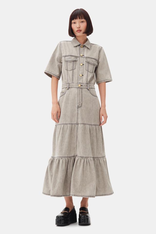 Grey Future Long Denim Dress Product Image