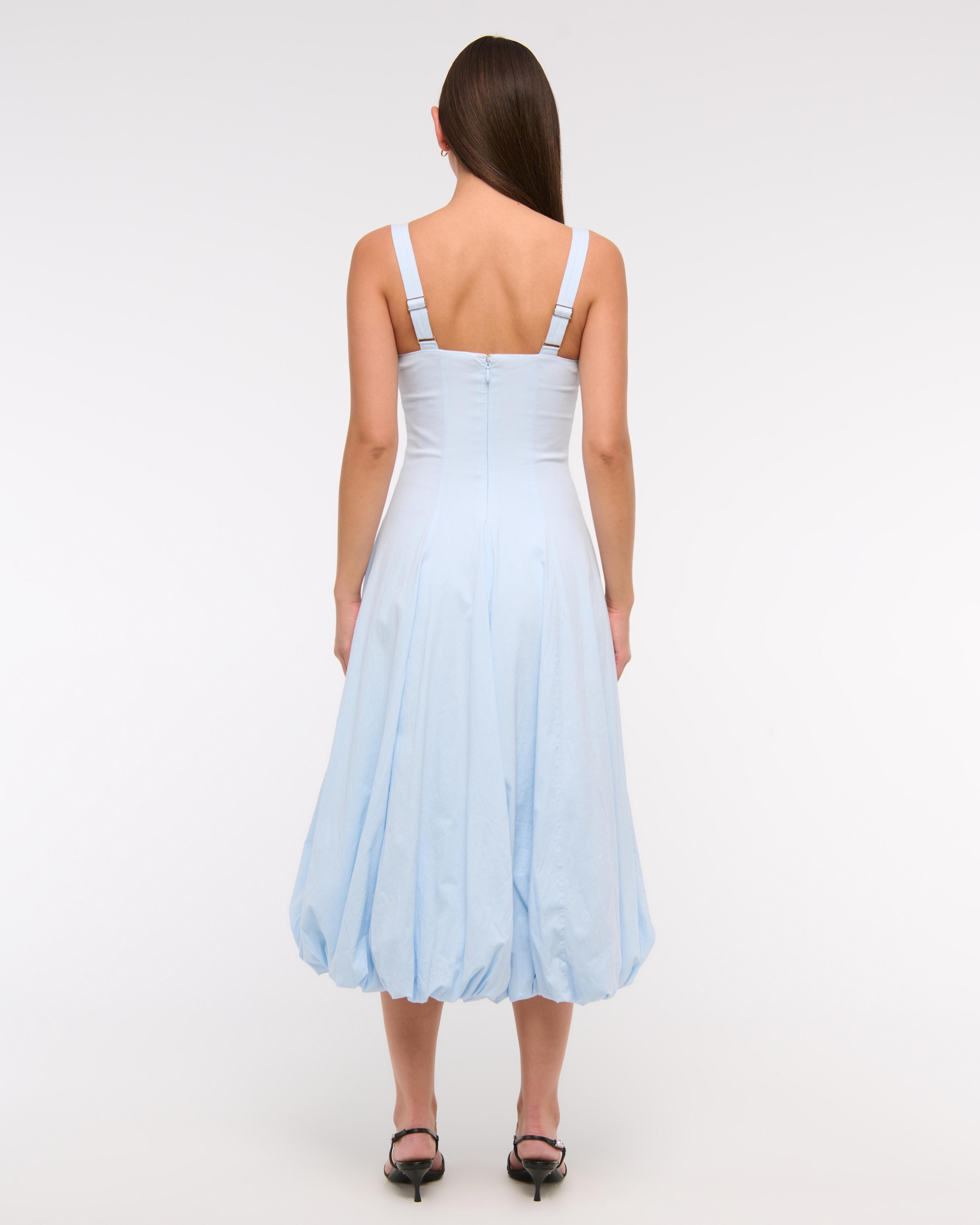 The A&F Mila Bubble Hem Midi Dress Product Image