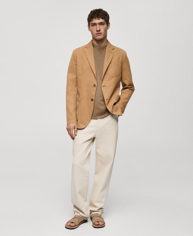 MANGO MAN - Slim fit linen cotton-blend blazer brownMen Product Image