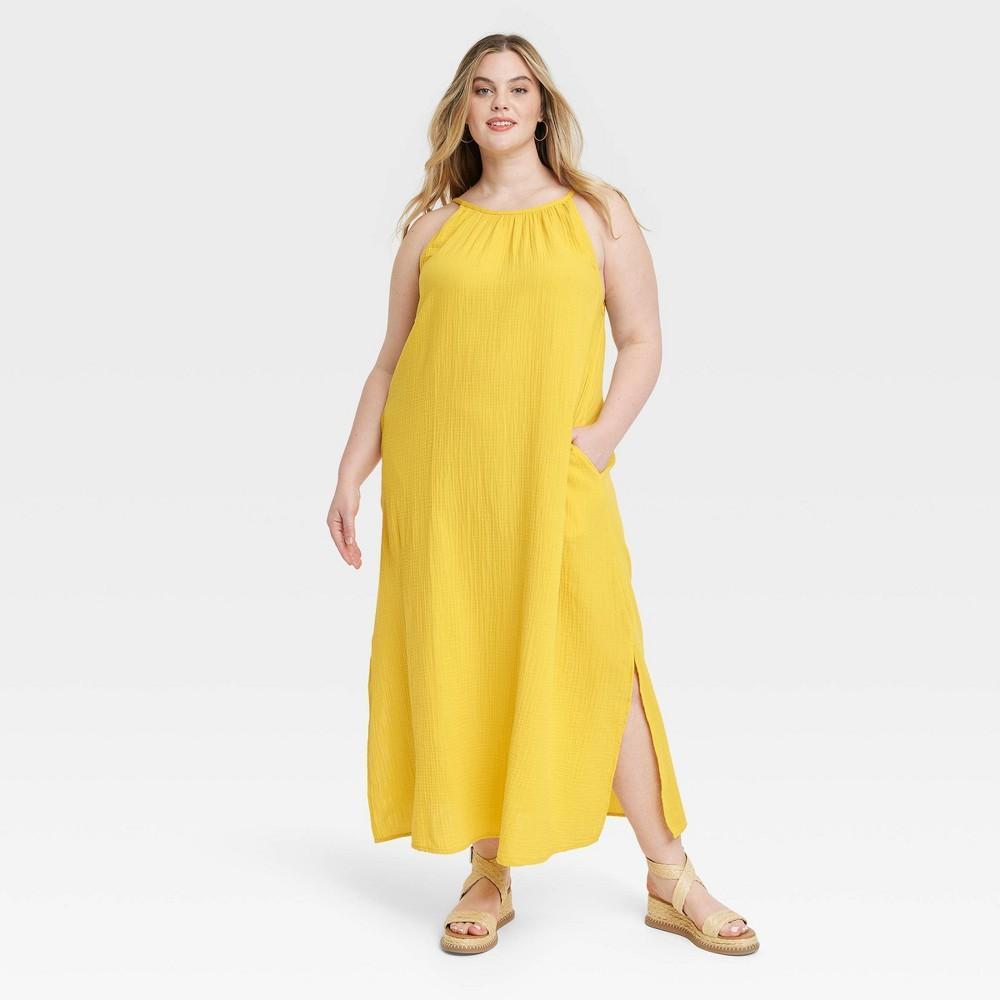 Womens Scoop Back Maxi Shift Dress - Universal Thread Yellow XXL product image