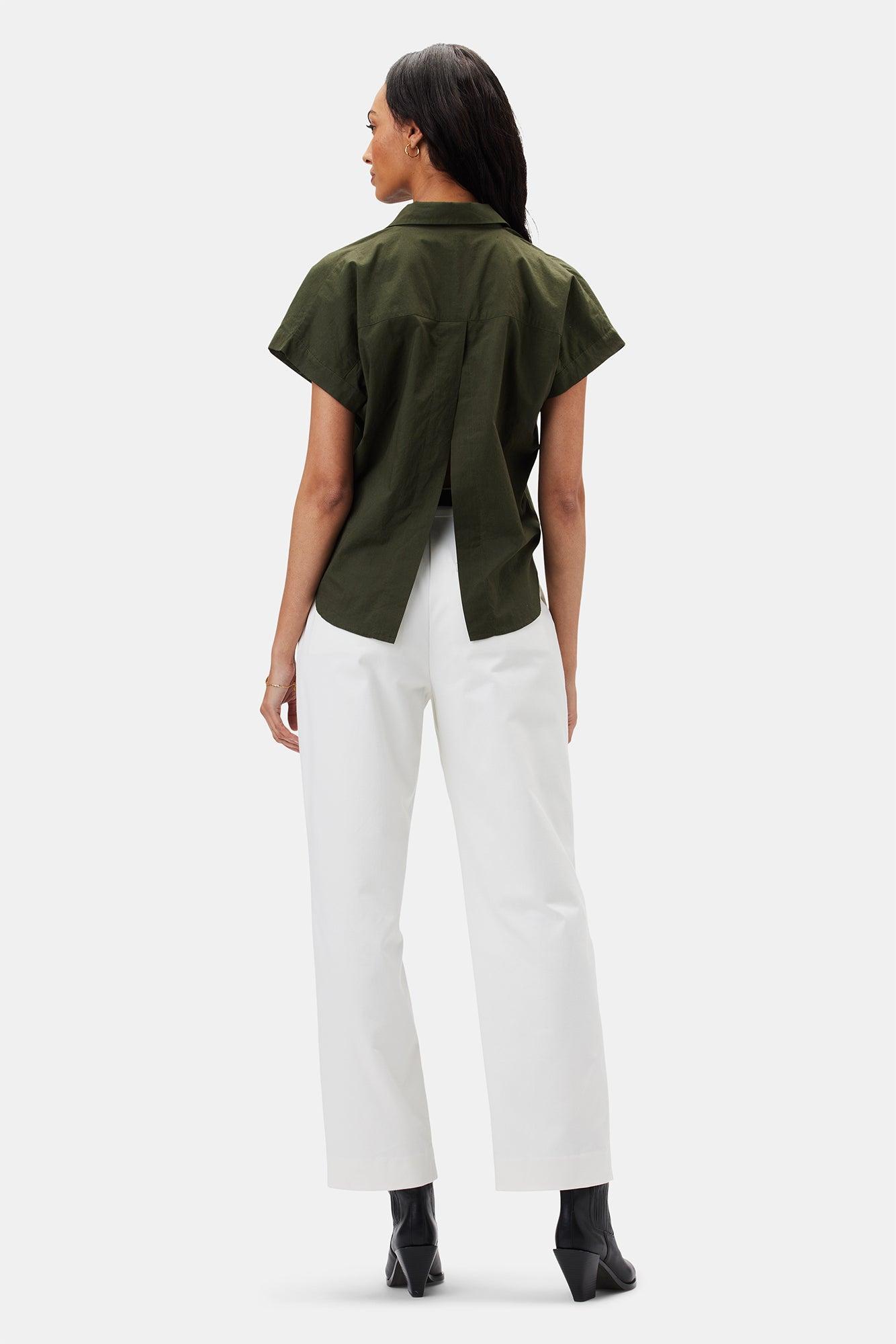 Renata Full Placket Blouse - Olive Green Product Image