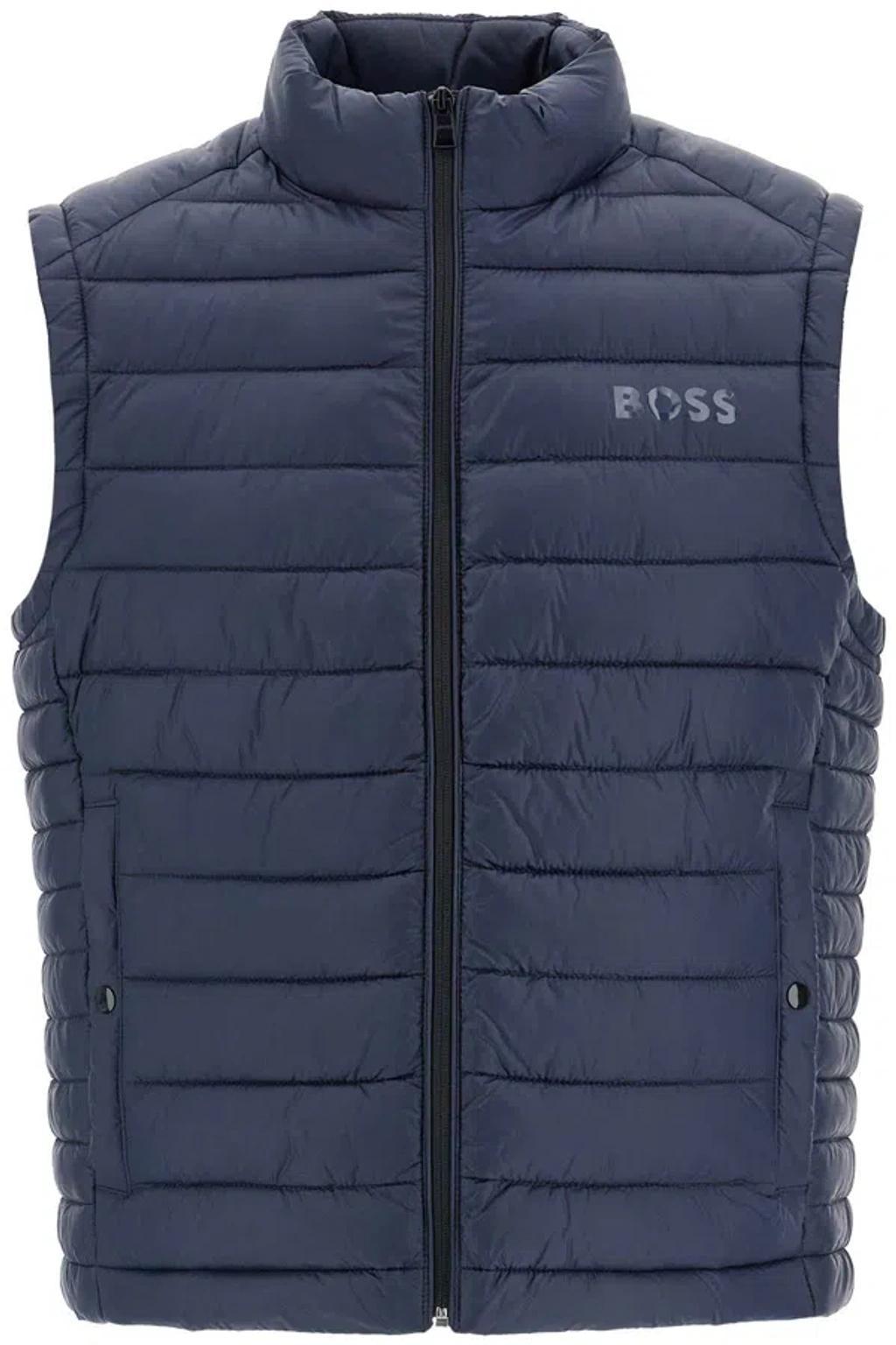 HUGO BOSS Calano Quilted Puffer Vest In Blue Product Image