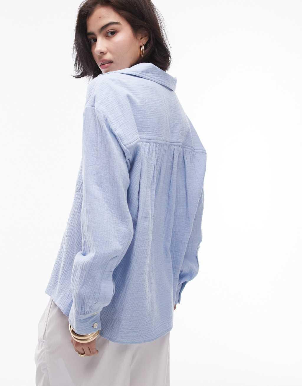 Topshop cotton casual shirt in chambray Product Image