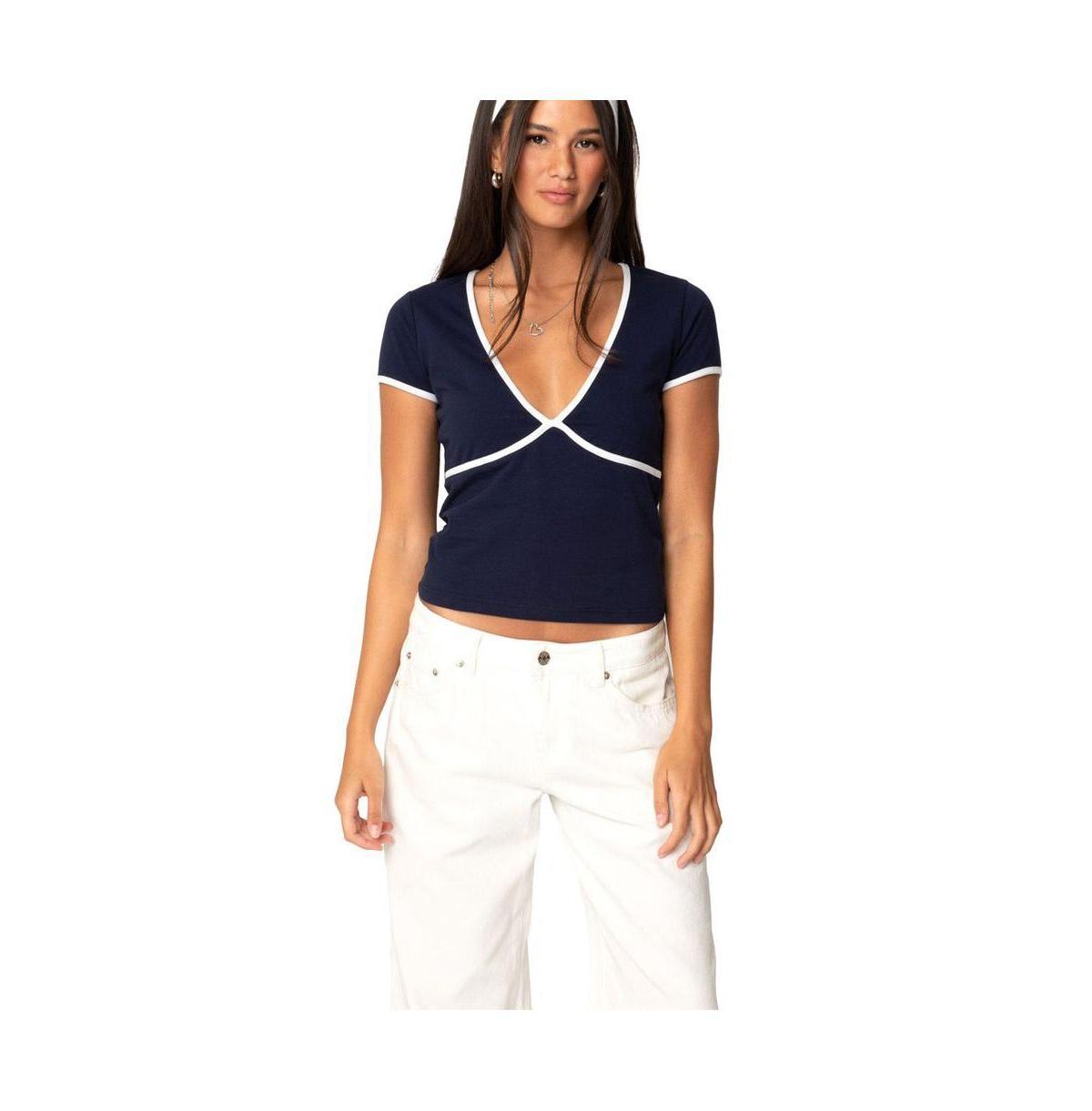 Edikted Womens Alicia Contrast V Neck Top Product Image