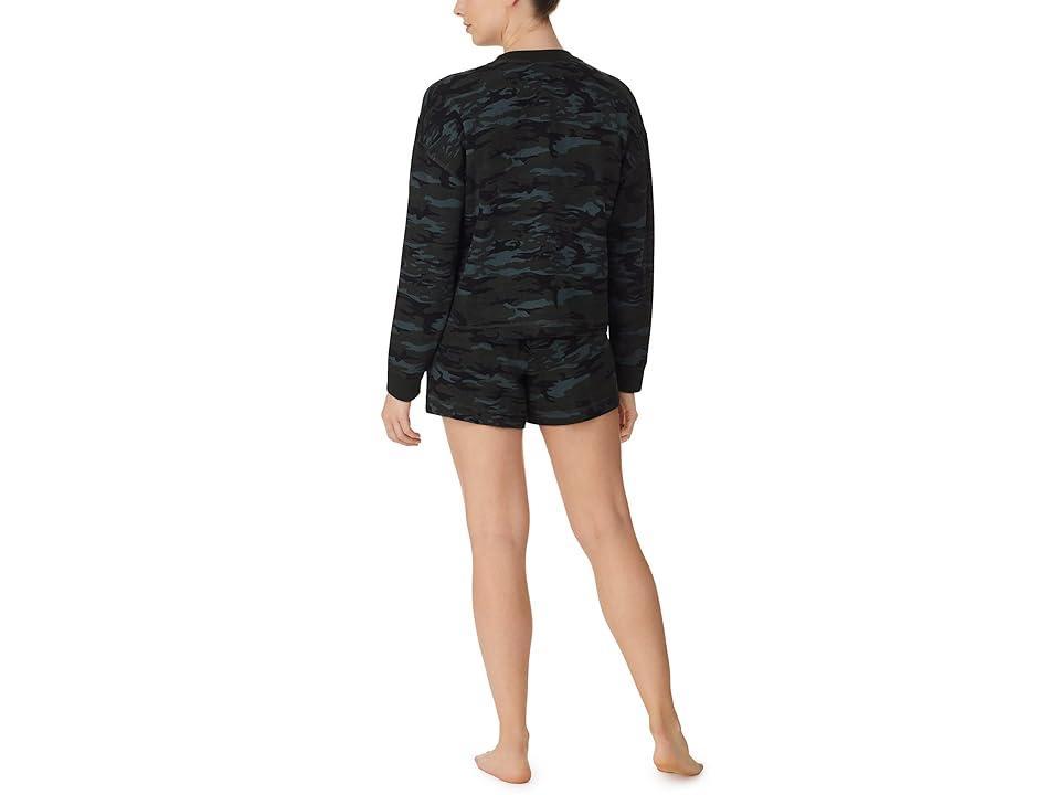 Sanctuary Long Sleeve Cropped Henley and Boxer (Camo) Women's Pajama Sets Product Image