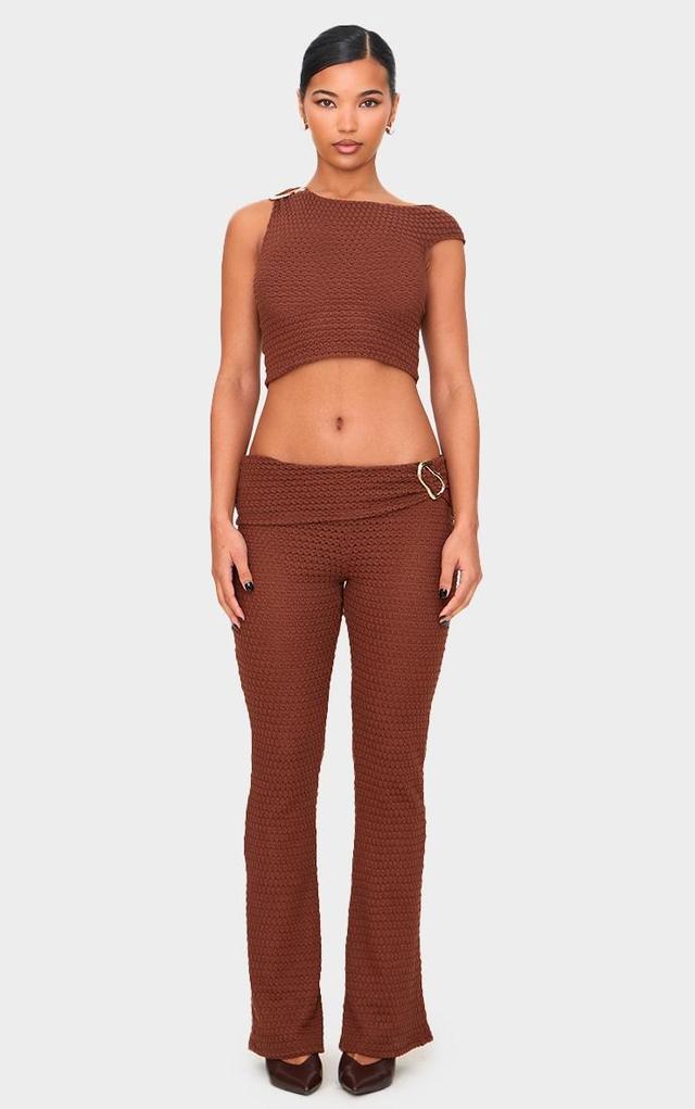 Chocolate Textured Trim Detail Low Rise Skinny Flares Product Image