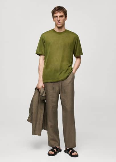 MANGO MAN - 100% linen drawstring pants khakiMen Product Image