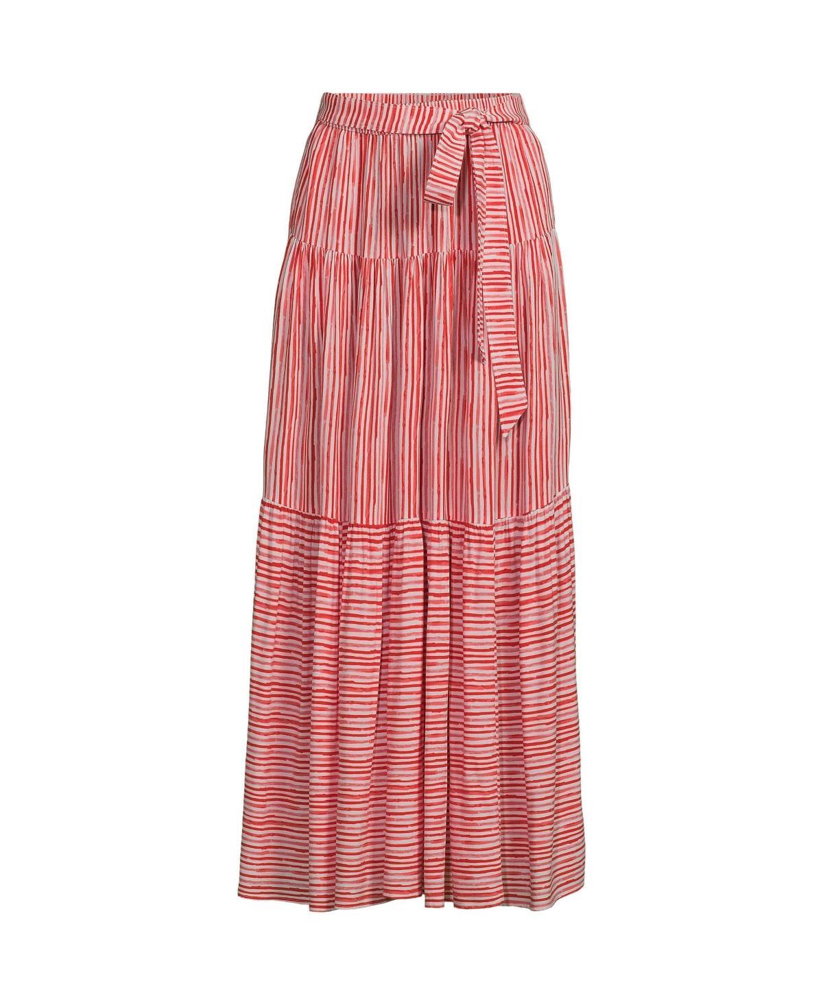 Womens Lands End Printed Flowy Tiered Maxi Skirt Product Image