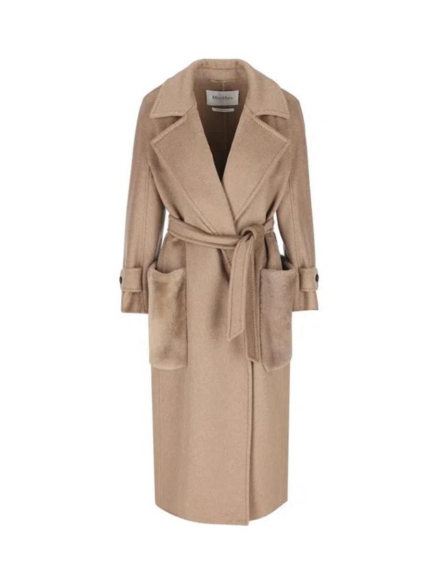 Magia Belted Cashmere Coat In Brown Product Image