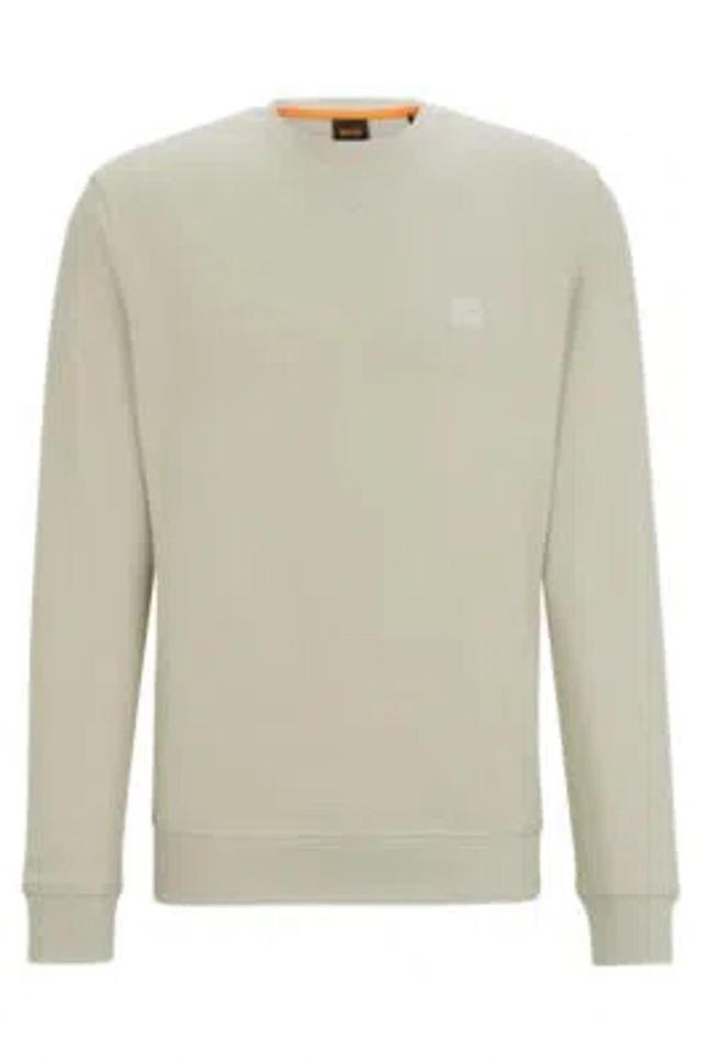 Cotton-terry Relaxed-fit Sweatshirt With Logo Patch In Beige Product Image