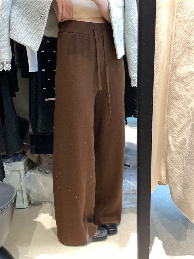 High Waist Plain Wide Leg Pants Product Image