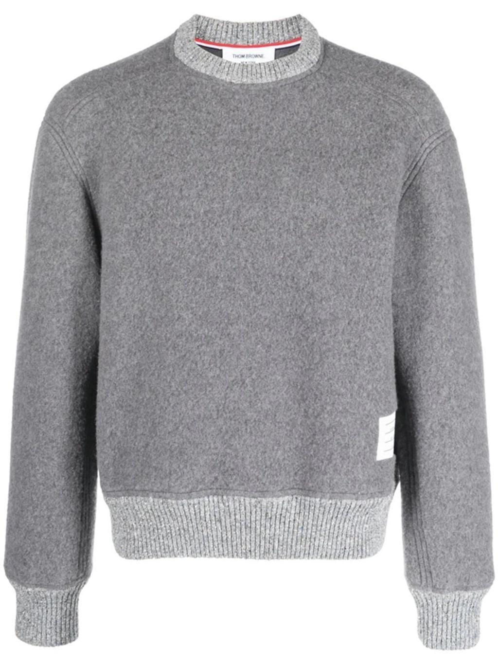 Logo-patch Crew Neck Jumper In Grey Product Image