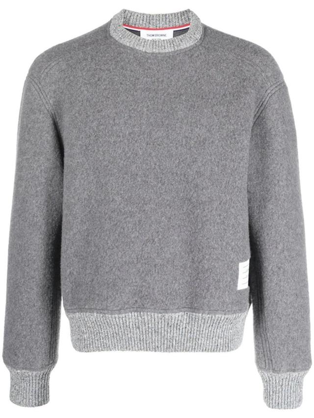 Logo-patch Crew Neck Jumper In Grey Product Image