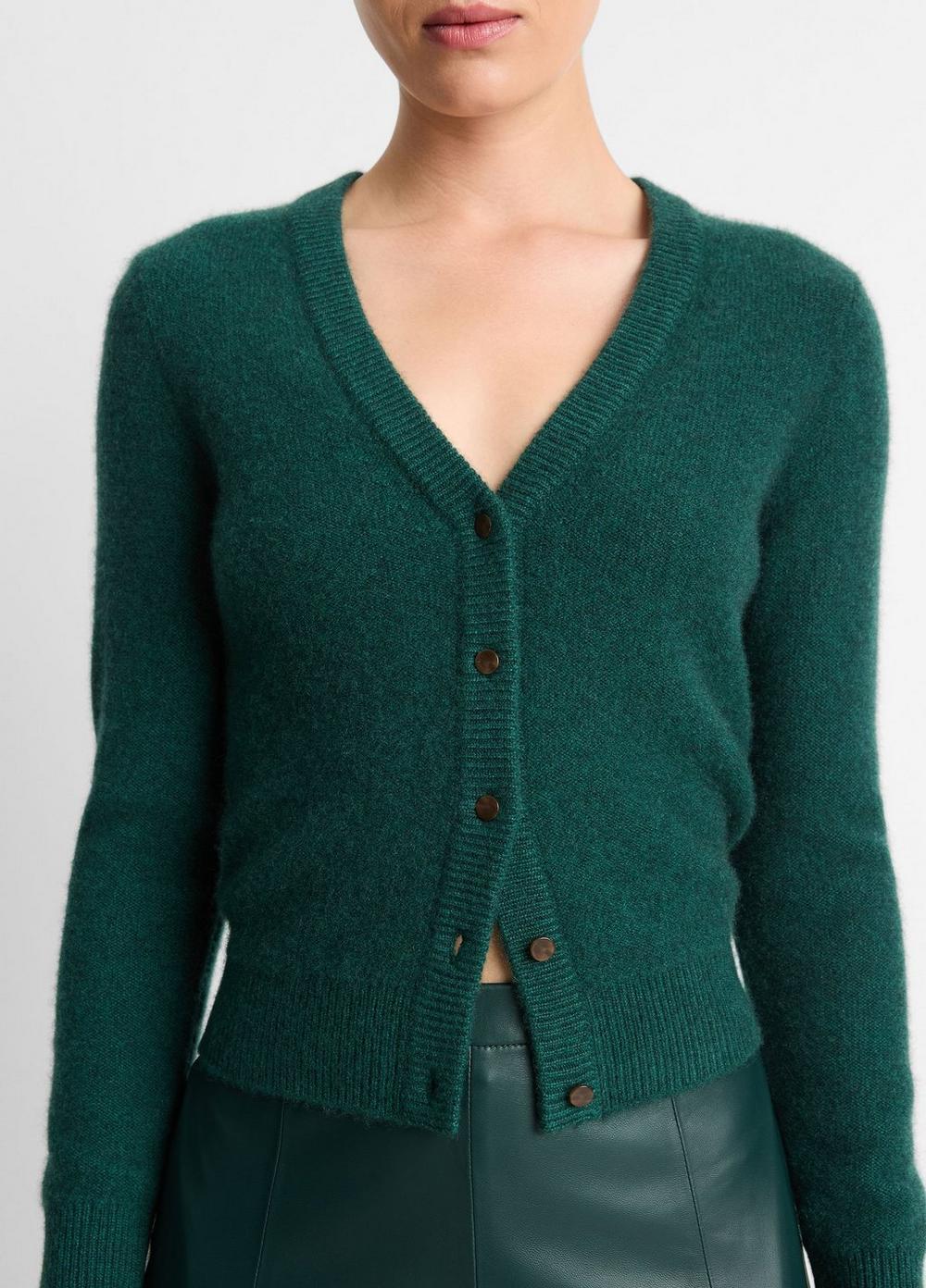 Womens Plush Cashmere Cardigan, Heather Jade Lake, Size S Vince Product Image