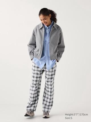 Womens Flannel Pants Checked Off White XS UNIQLO US product image