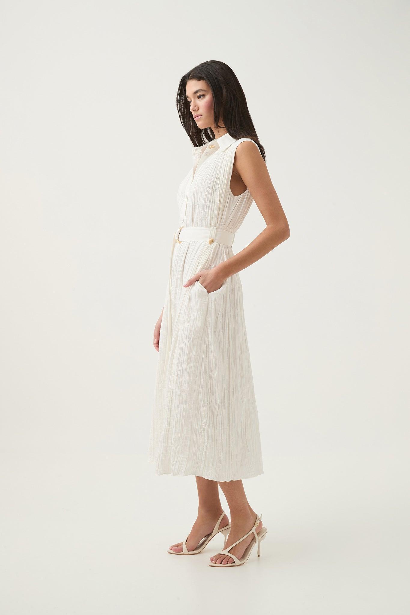 Risen Crushed Pleat Midi Dress Product Image