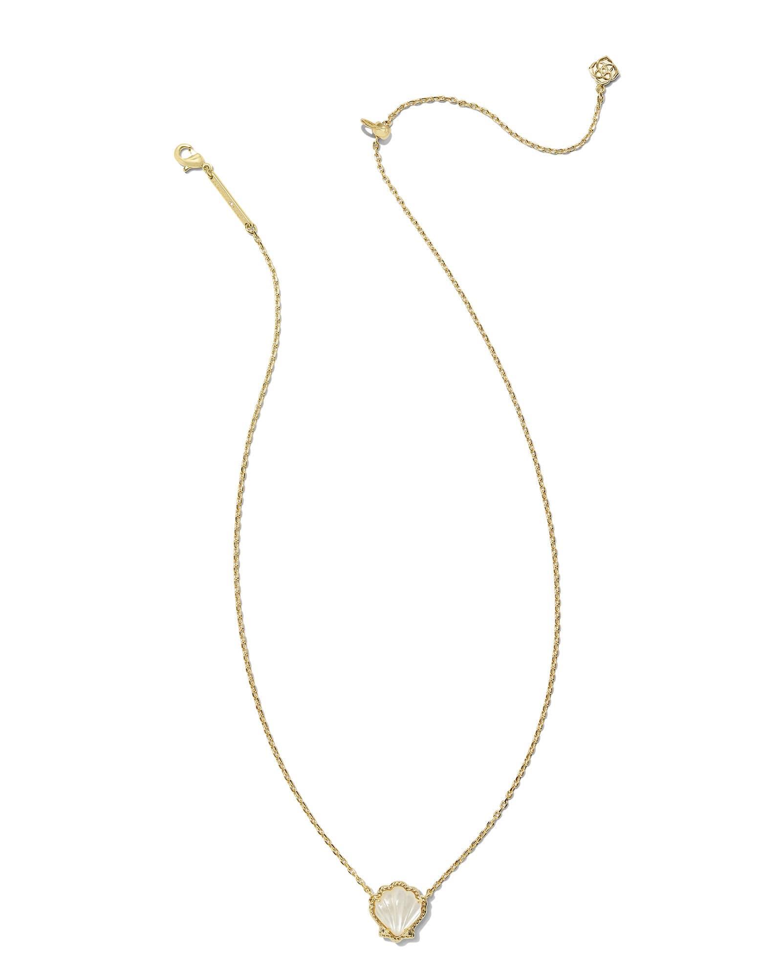 Brynne Gold Shell Short Pendant Necklace in Ivory Mother-of-Pearl Product Image