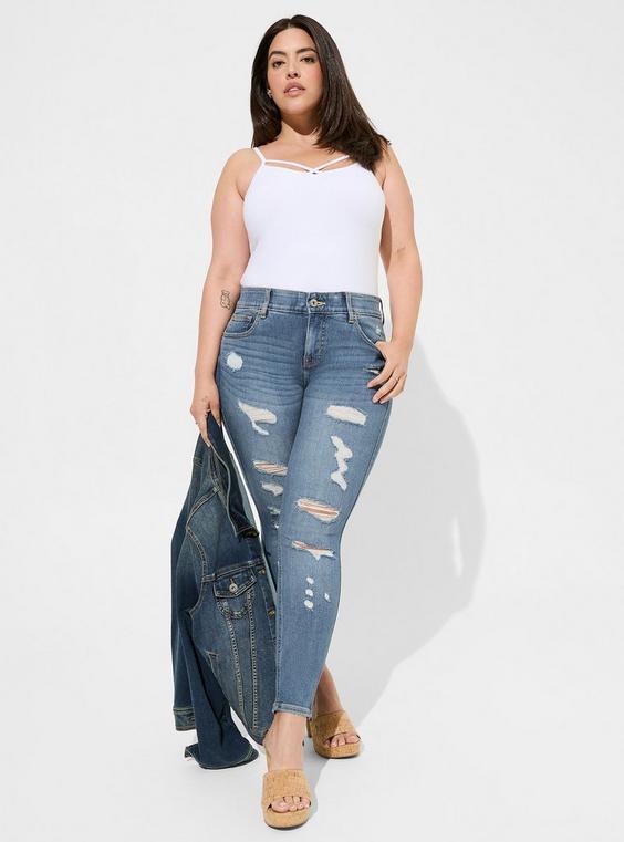 High-Rise Bombshell Skinny Stretch Destructed Jeans product image