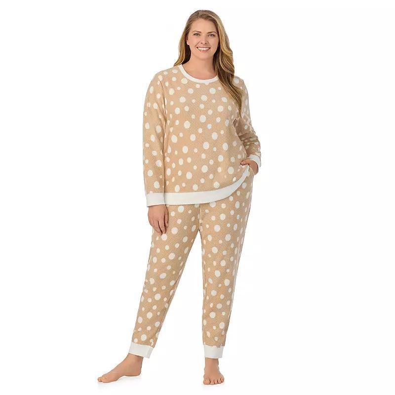 Plus Size Cuddl Duds Honeycomb Fleece Pajama Top & Pajama Joggers Set, Womens Product Image