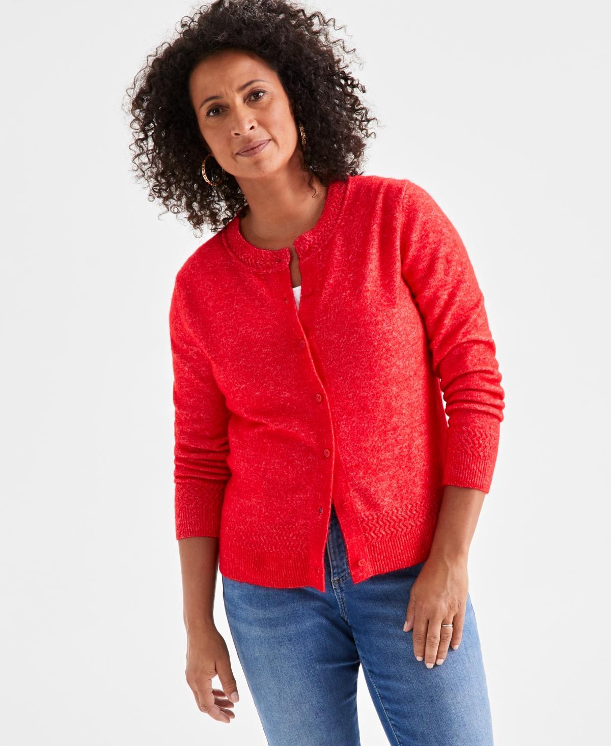 Style & Co Womens Crewneck Button-Front Cozy Cardigan, Created for Macys Product Image