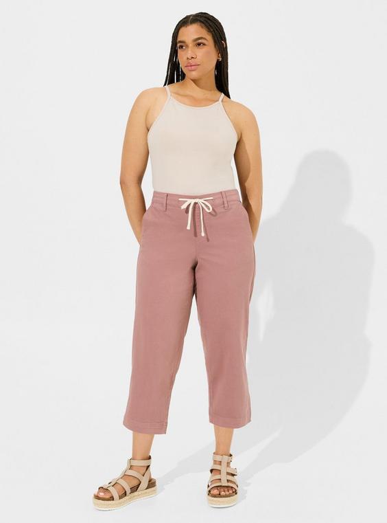 Wide-Leg Pull-On Weekend Wide Stretch Twill Mid Rise Crop Pant Product Image