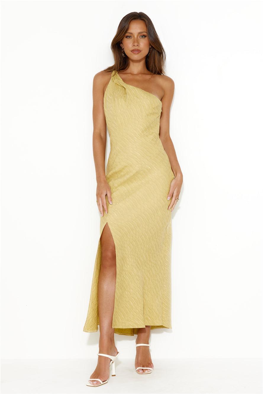 Style Inspo One Shoulder Midi Dress Yellow Product Image