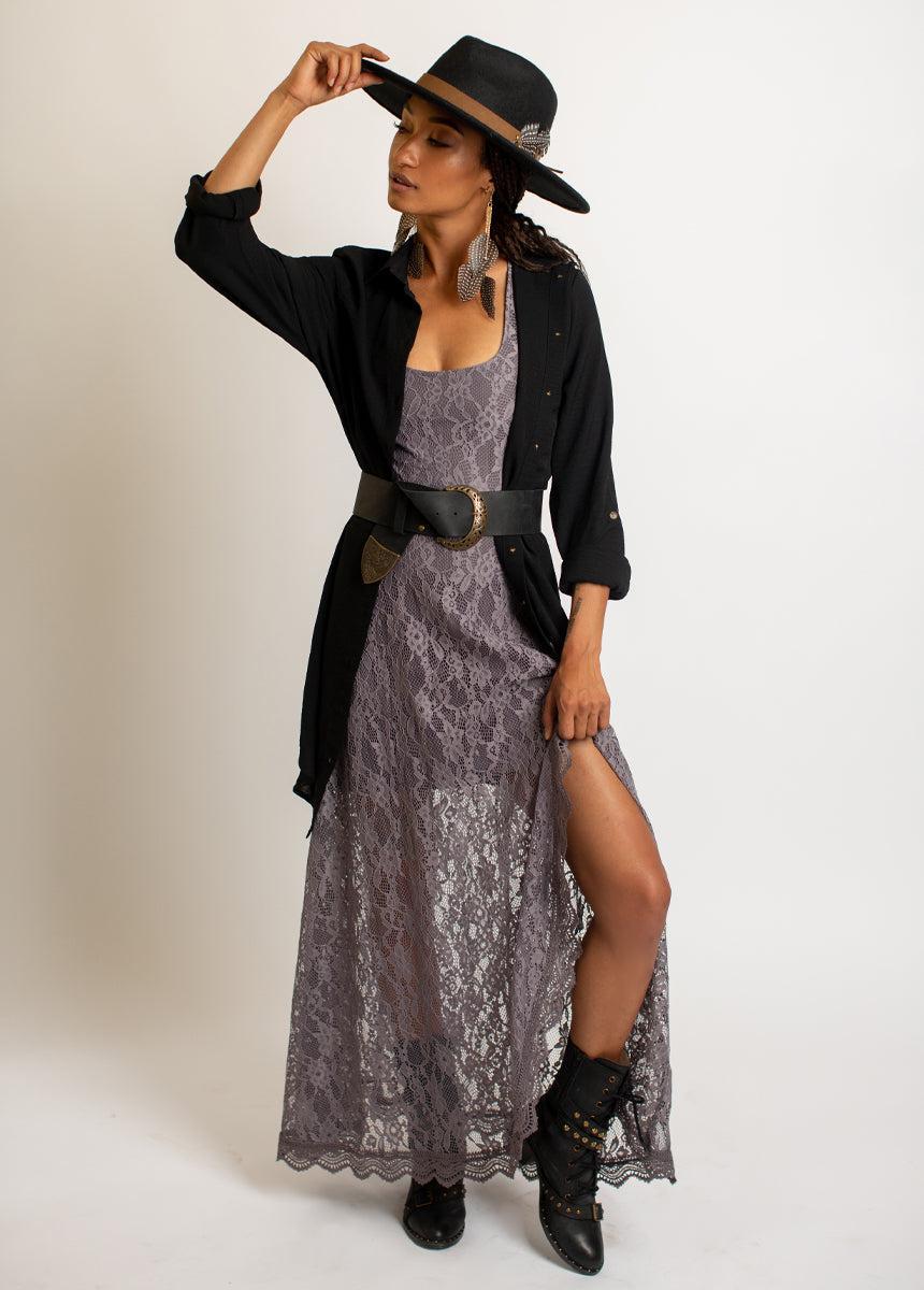 Mya Shirt Dress in Black Product Image