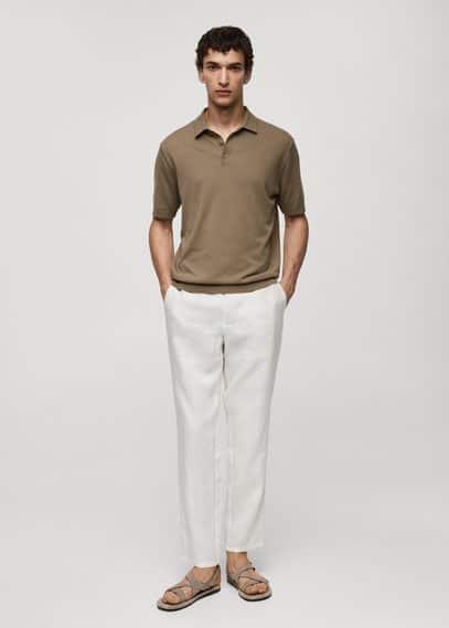 100% cotton knitted polo shirt - Men | MANGO USA Product Image