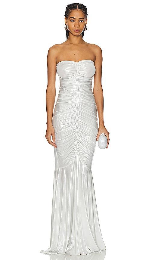 Strapless Shirred Front Fishtail Gown Product Image