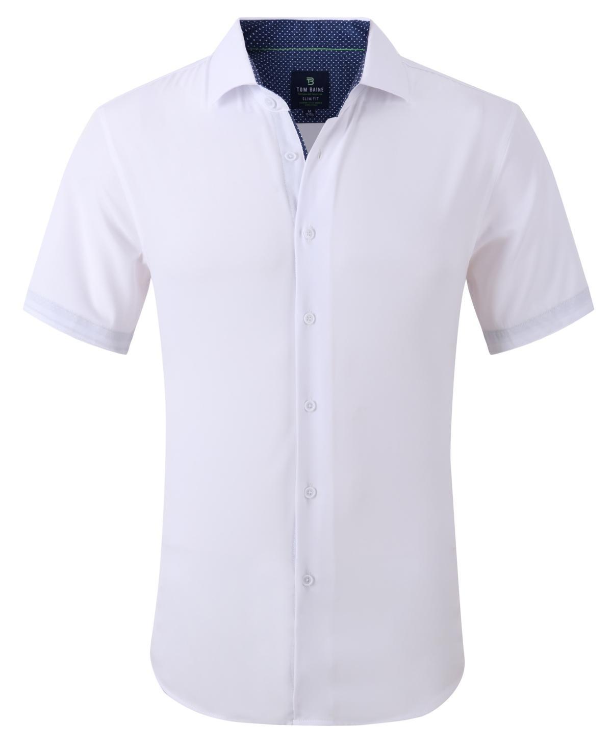 Mens Slim Fit Short Sleeve Performance Button Down Dress Shirt Product Image