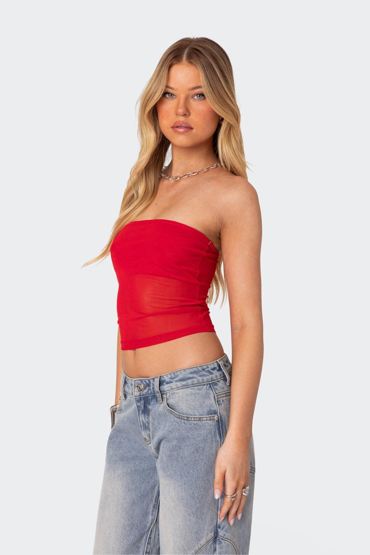 Celestia Sheer Mesh Tube Top Product Image