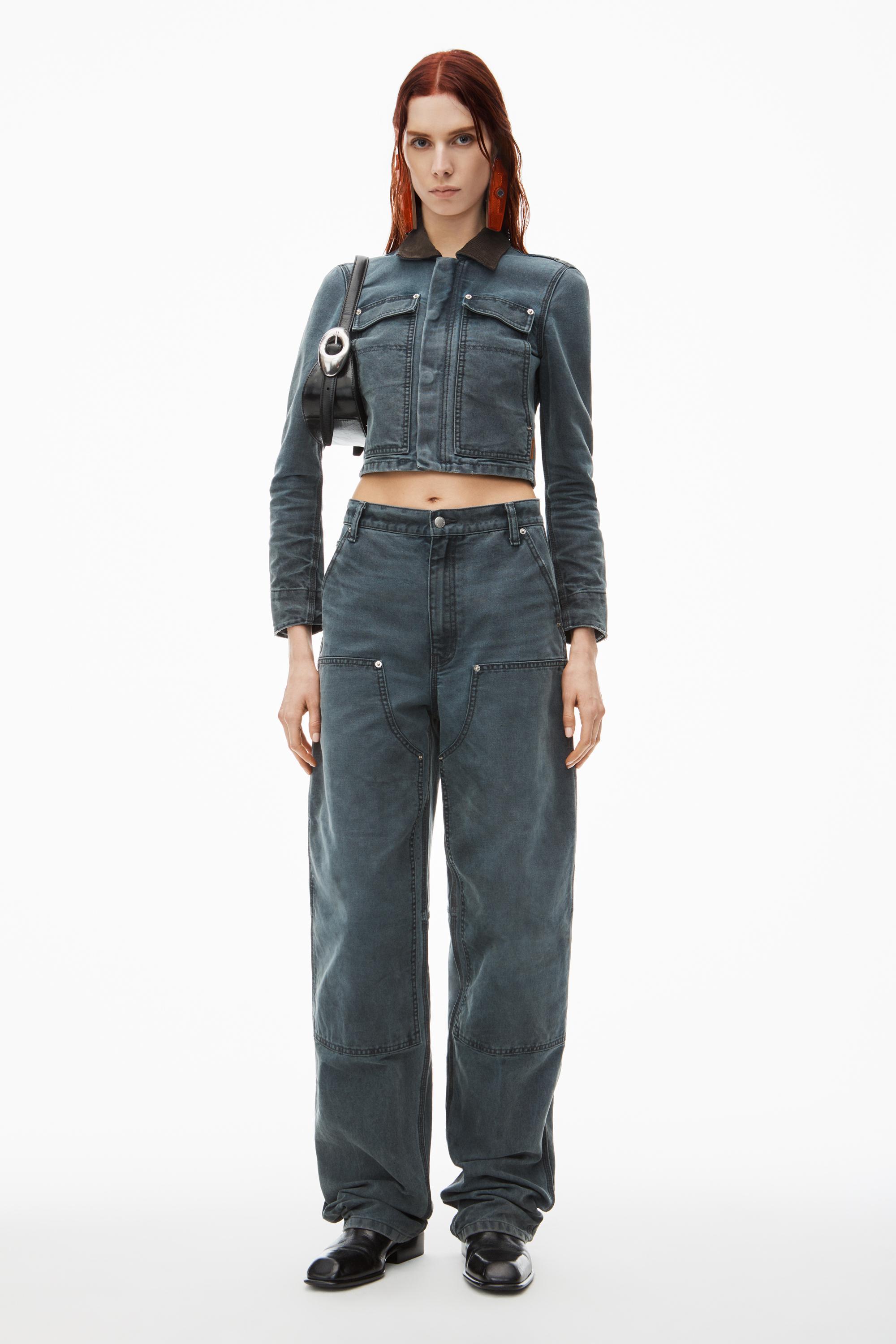 High Waisted Workwear Carpenter Pants In Denim Product Image