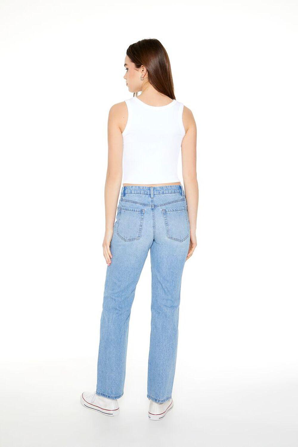 Rhinestone-Trim Straight Jeans | Forever 21 Product Image