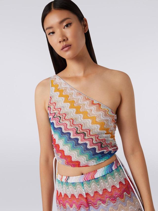 Wave motif one-shoulder top with lurex Multicoloured | Missoni Product Image