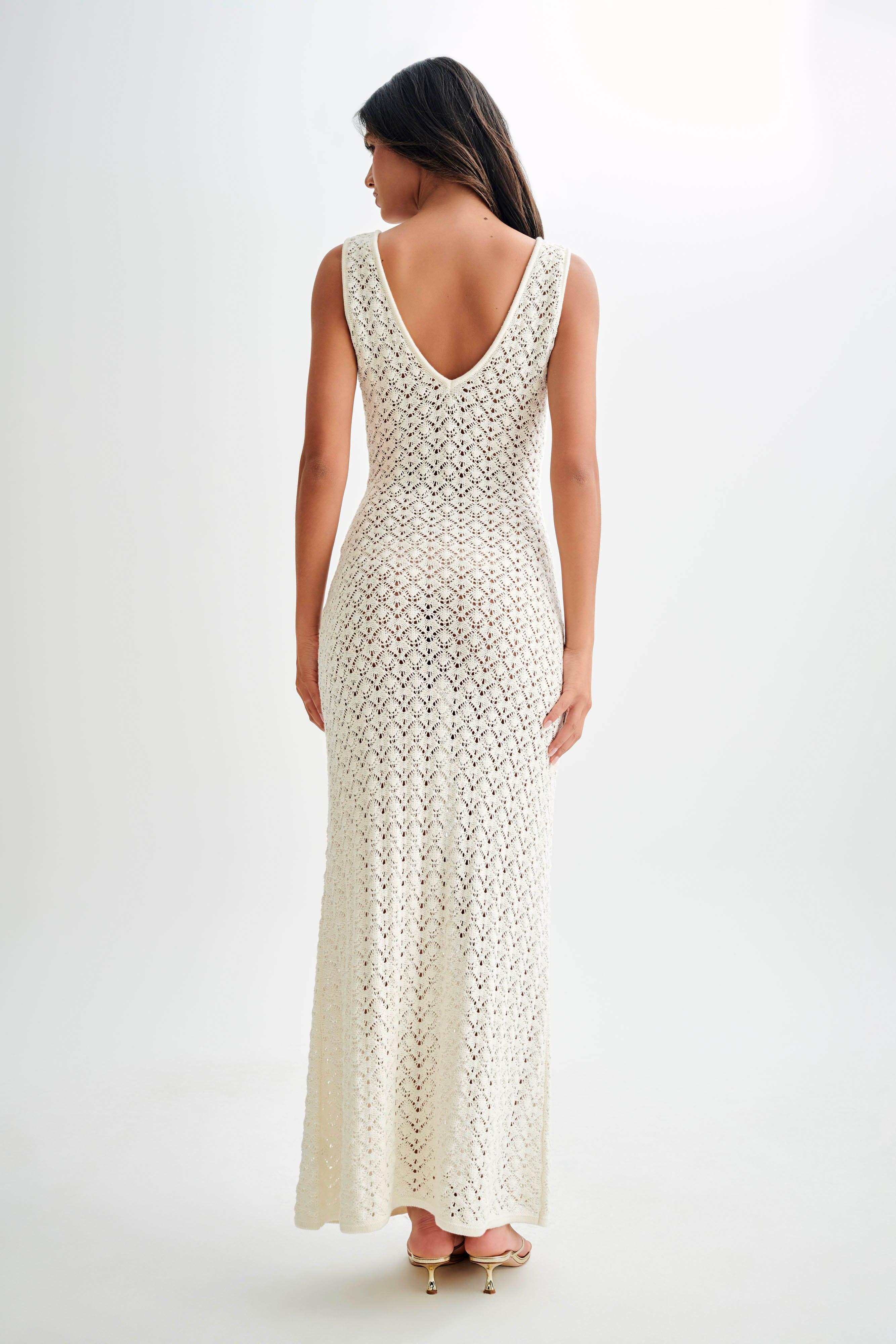 Carter Crochet Sleeveless Maxi Dress - White Product Image