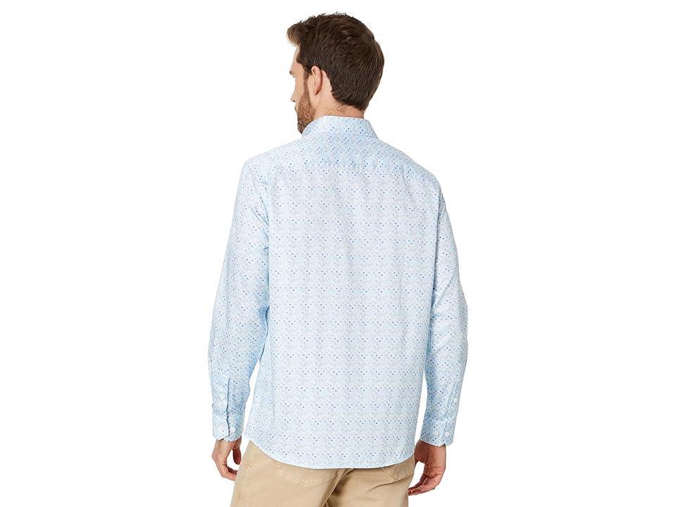 Johnston & Murphy Watercolor Diamond Print Shirt (Aqua) Men's Long Sleeve Button Up Product Image