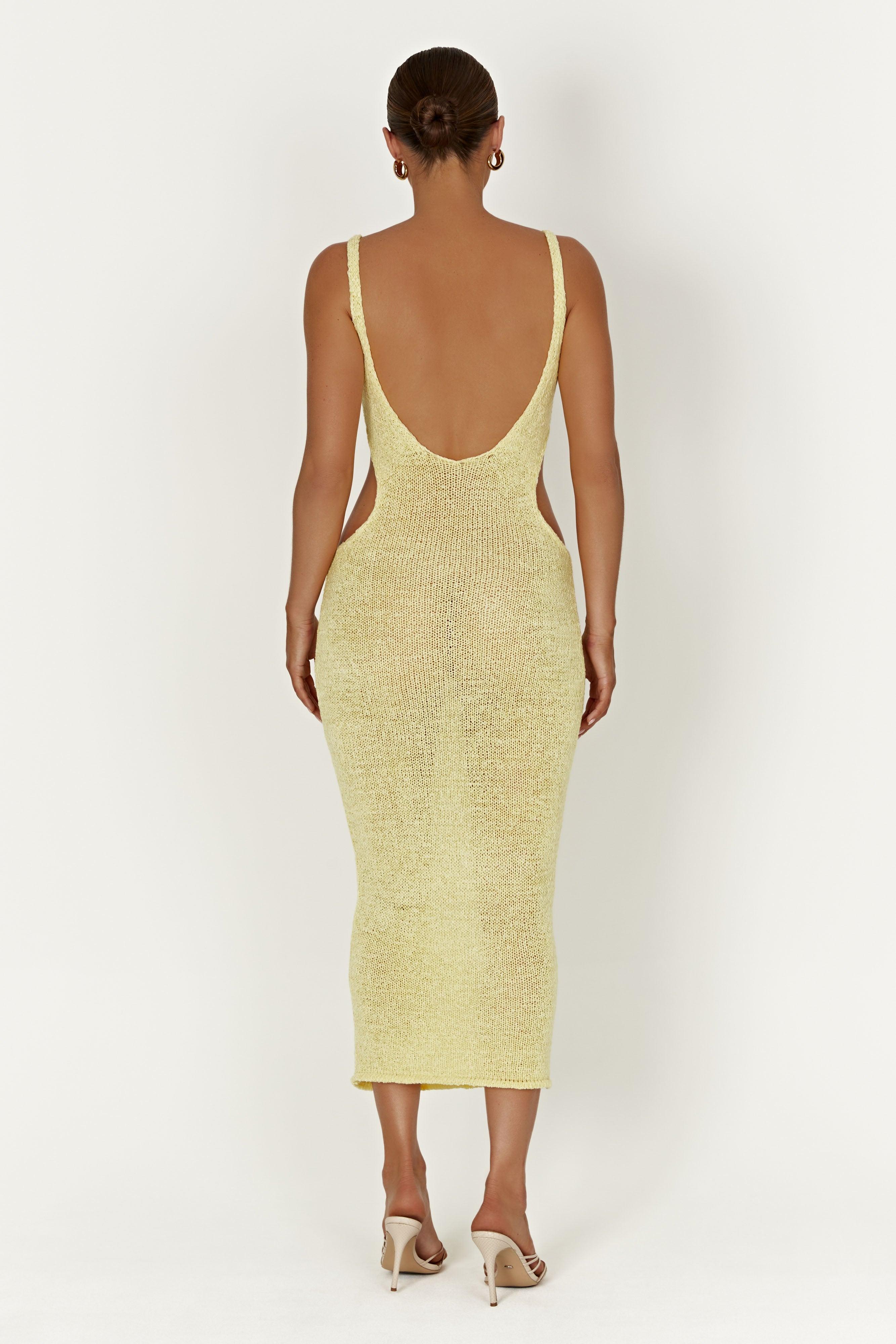 Shae Scoop Neck Knit Midi Dress - Lemon Product Image