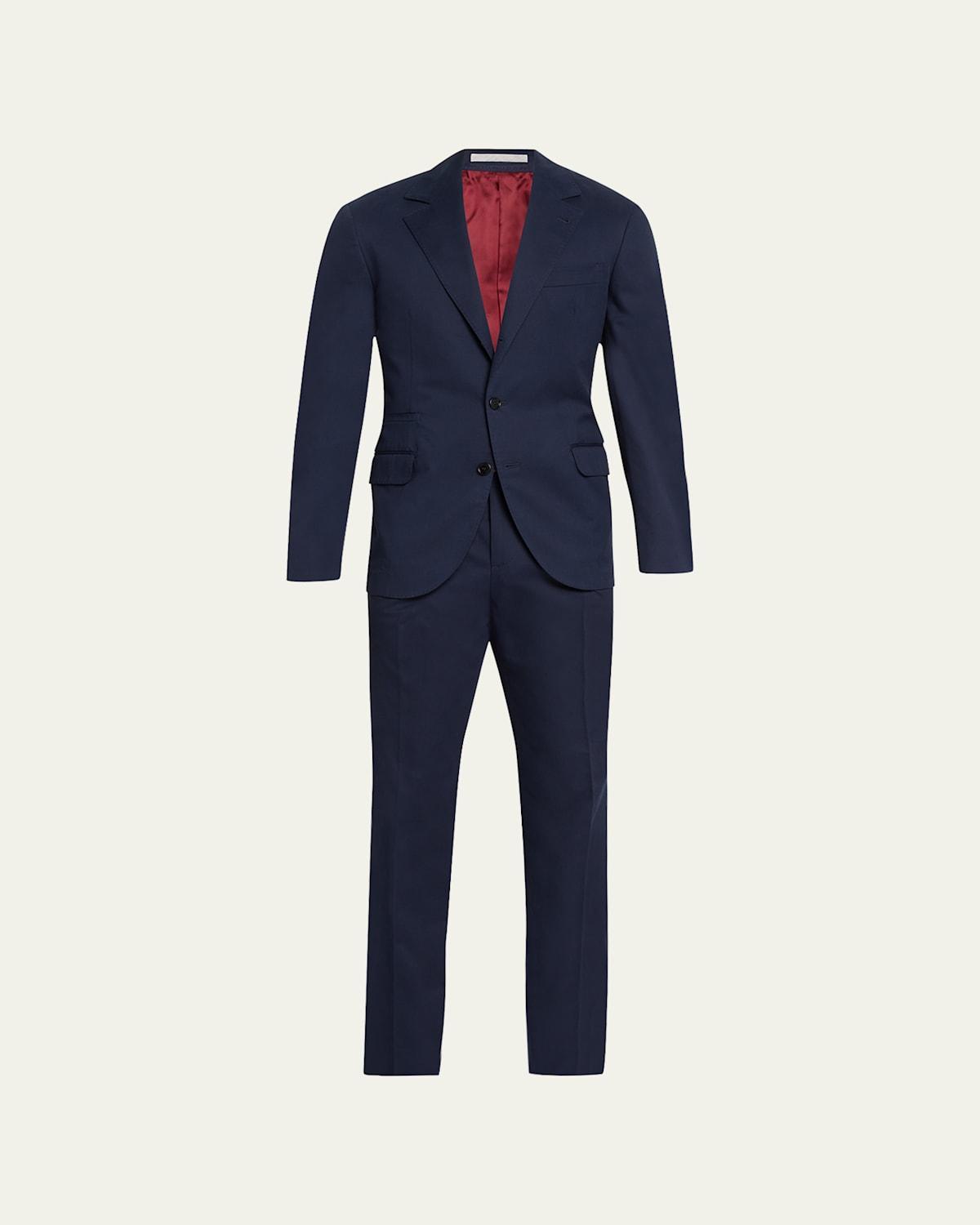 Mens Solid Cotton-Cashmere Stretch Suit Product Image