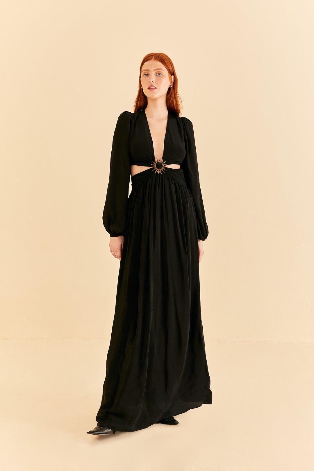 Black Cut Out Long Sleeve Maxi Dress Product Image