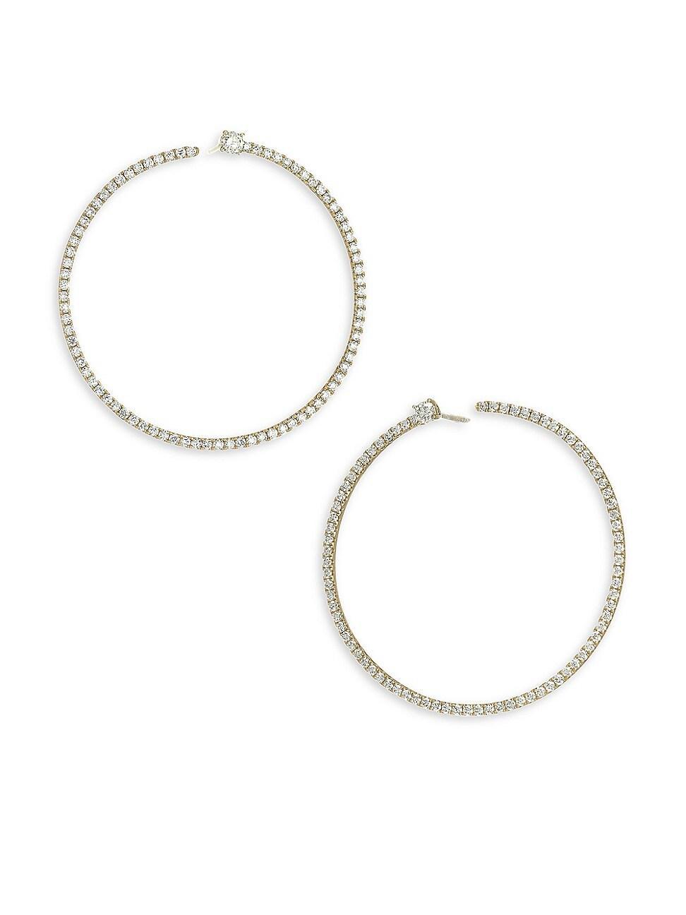 Womens 18K Gold & Diamond Pav Bardot Hoop Earrings Product Image