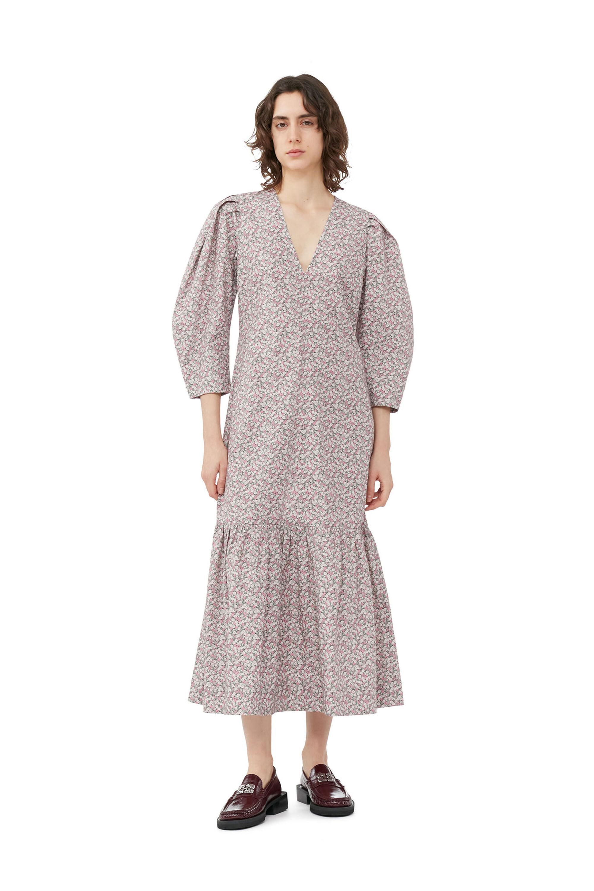 Printed Cotton V-neck Maxi Dress Product Image