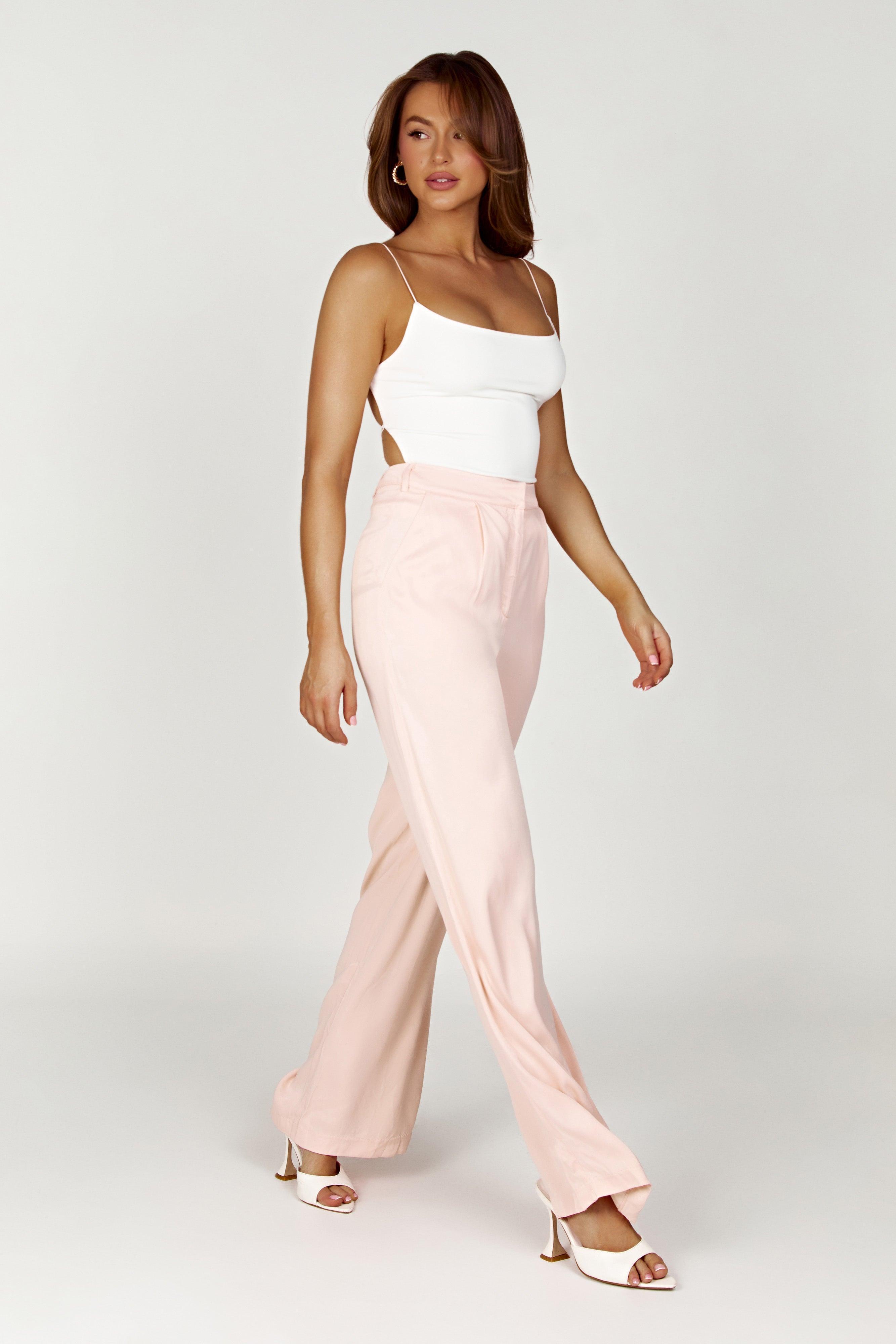 Nour Satin Wide Leg Pant - Apricot Product Image