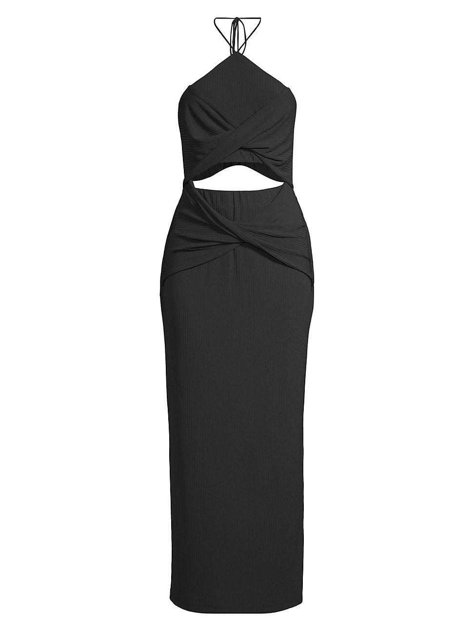 Womens Hallie Cut-Out Rib-Knit Halter Maxi Dress Product Image