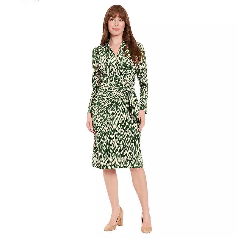 Womens London Times Faux Wrap Side Tie Midi Dress Product Image