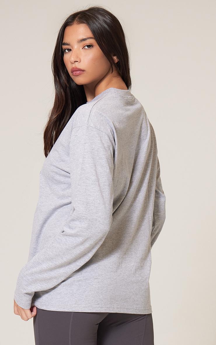 Cotton Grey Marl Oversized Long Sleeve T-Shirt Product Image