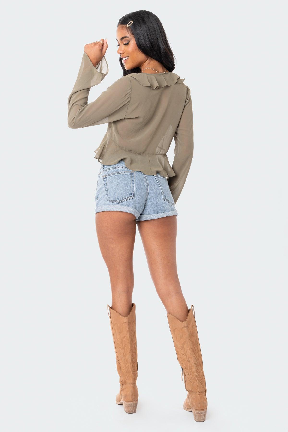 Rylin Low-Rise Denim Shorts Product Image