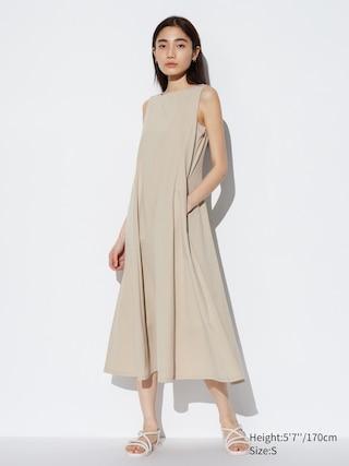 Womens Ultra Stretch Airism Sleeveless Dress with Quick-Drying Beige XS UNIQLO US Product Image