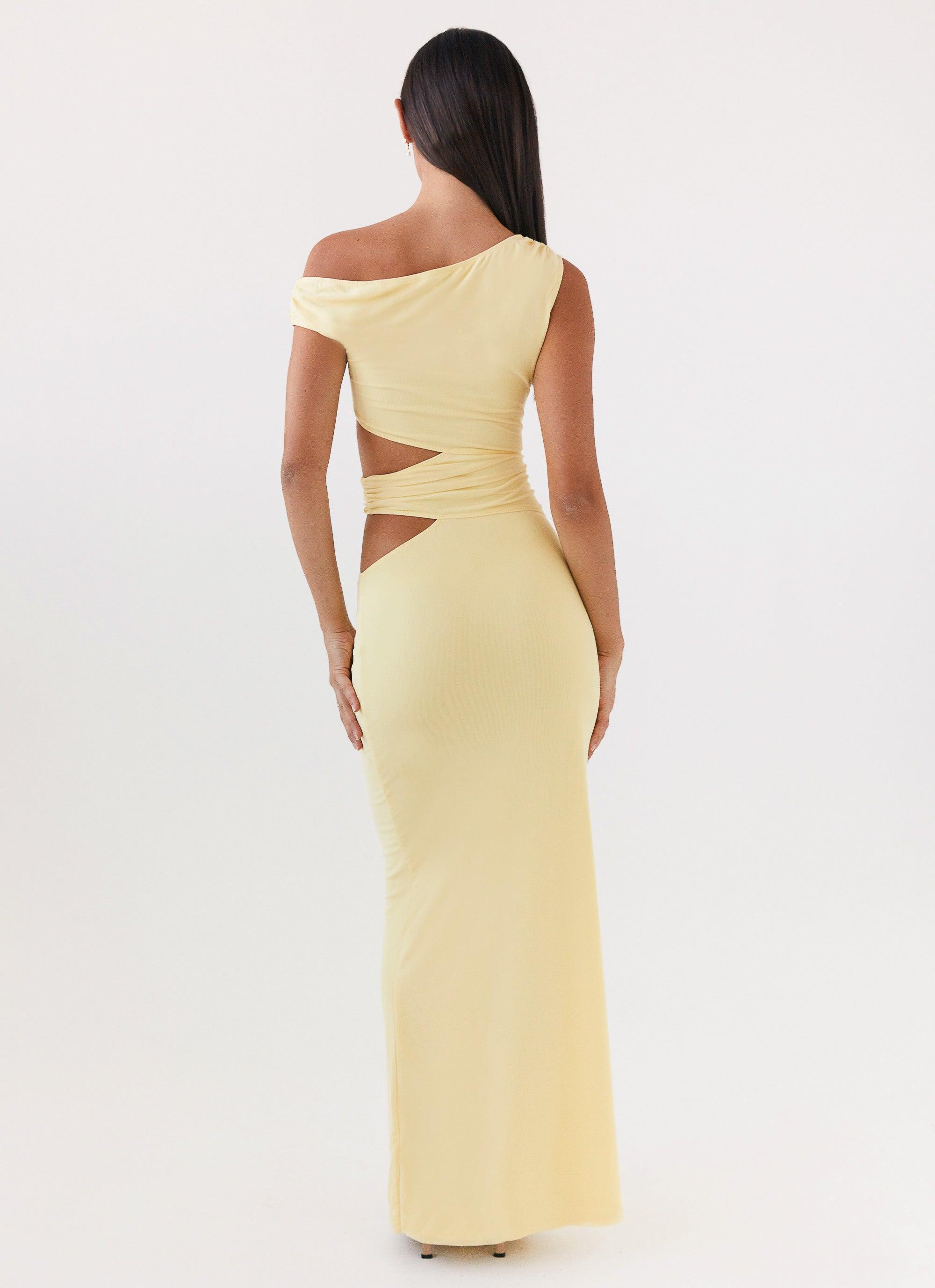 Margot One Shoulder Maxi Dress - Yellow Product Image