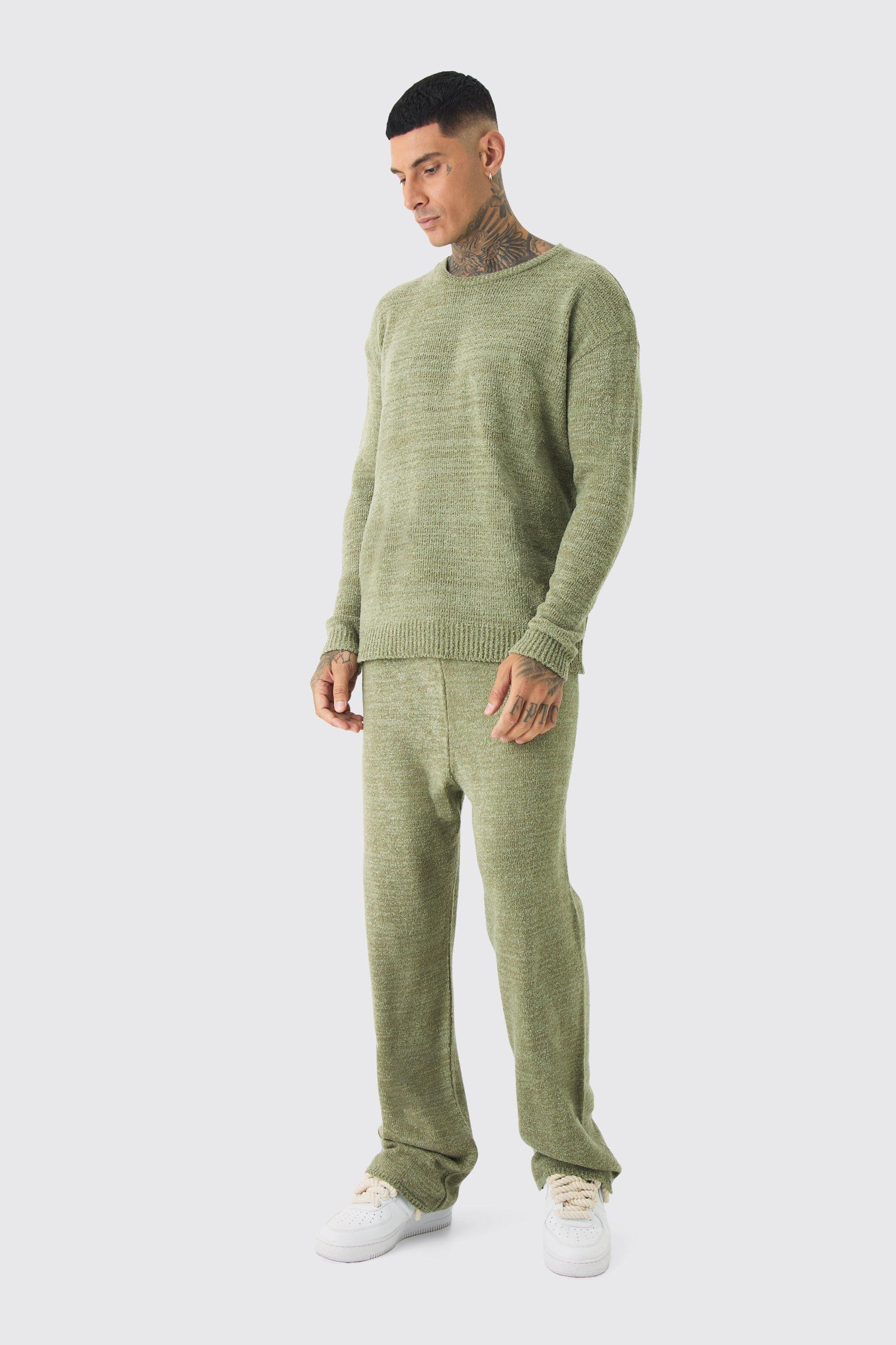 Tall Boucle Knit Oversized Sweat & Trouser Set | boohooMAN USA Product Image