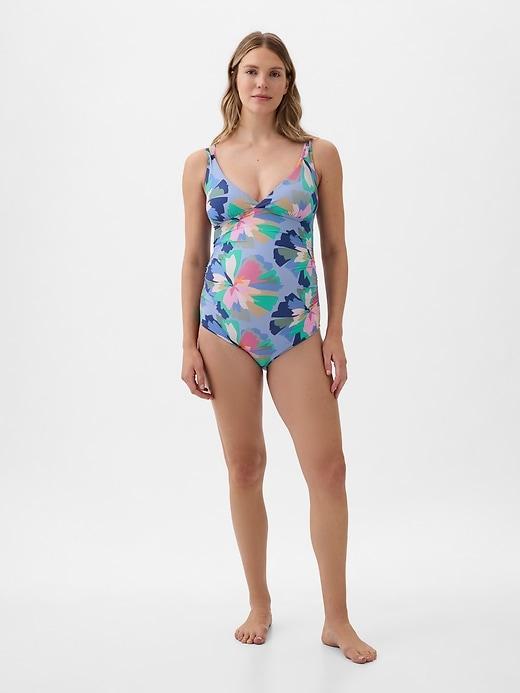 Maternity Strappy V-Neck One-Piece Swimsuit Product Image